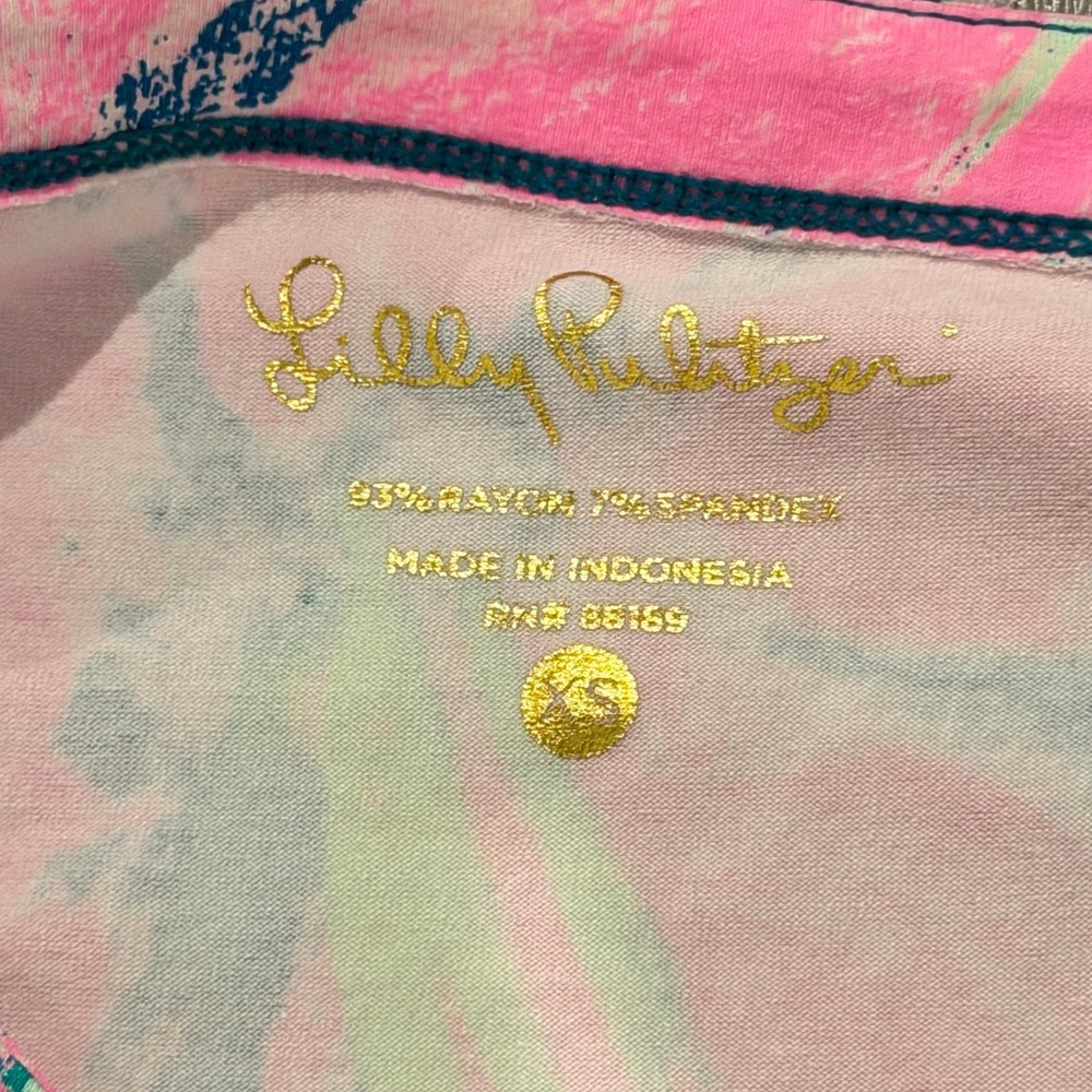 Lilly Pulitzer Sophia Dress Tidal Wave Pan's Garden Pink Teal 3/4 Sleeve XS - Picture 5 of 10